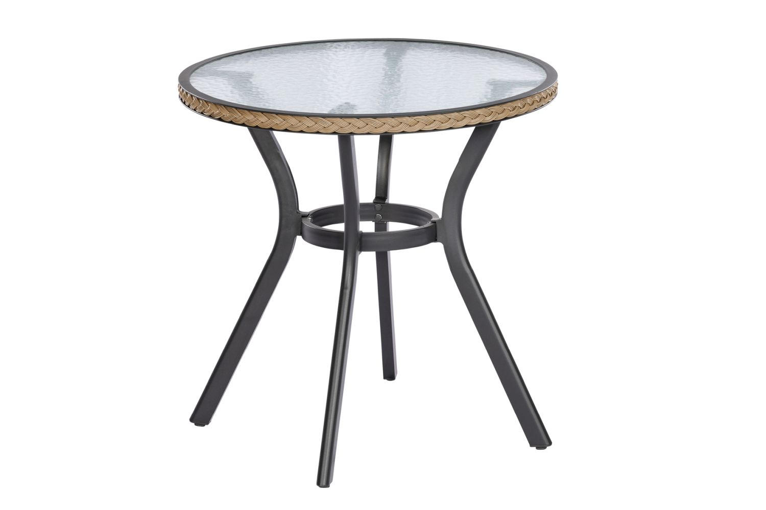GARTENTISCH Metall, Glas rund  - Graphitfarben/Naturfarben, ROMANTIK / LANDHAUS, Glas/Metall (70cm) - Gardenson
