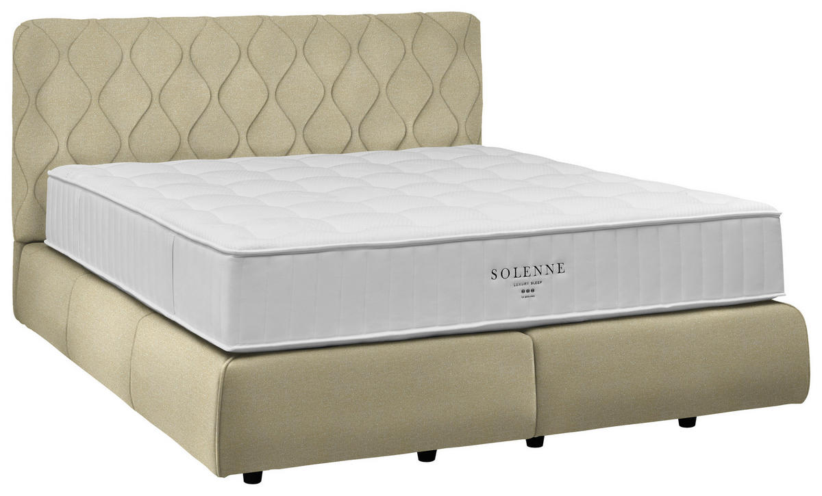 BOXSPRINGBETT 180/200 cm  in Creme  - Creme/Schwarz, Design, Kunststoff/Textil (180/200cm) - Johann Jakob