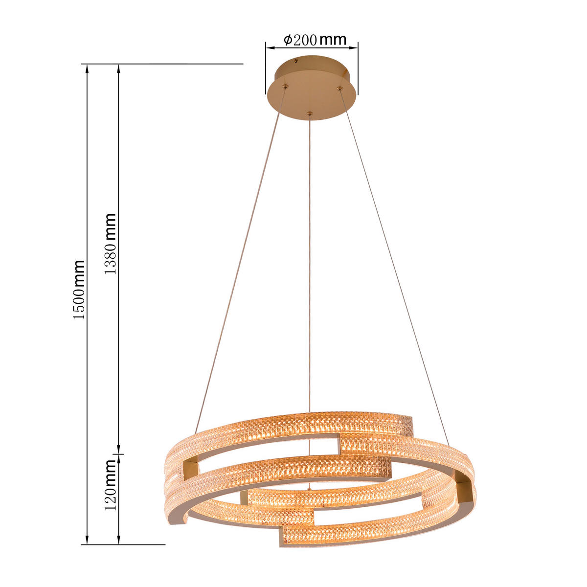 HÄNGLAMPA Tarja 150/60/60 cm  - guldfärgad, Design, metall (150/60/60cm)