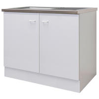 SPÜLENUNTERSCHRANK 100/85/50 cm  in Weiß  - Hellgrau/Weiß, KONVENTIONELL, Holzwerkstoff/Kunststoff (100/85/50cm) - FlexWell