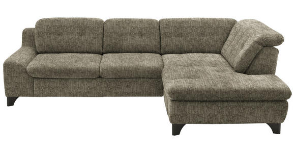 ECKSOFA in Chenille Olivgrün  - Schwarz/Olivgrün, KONVENTIONELL, Textil/Metall (281/200cm) - Carryhome