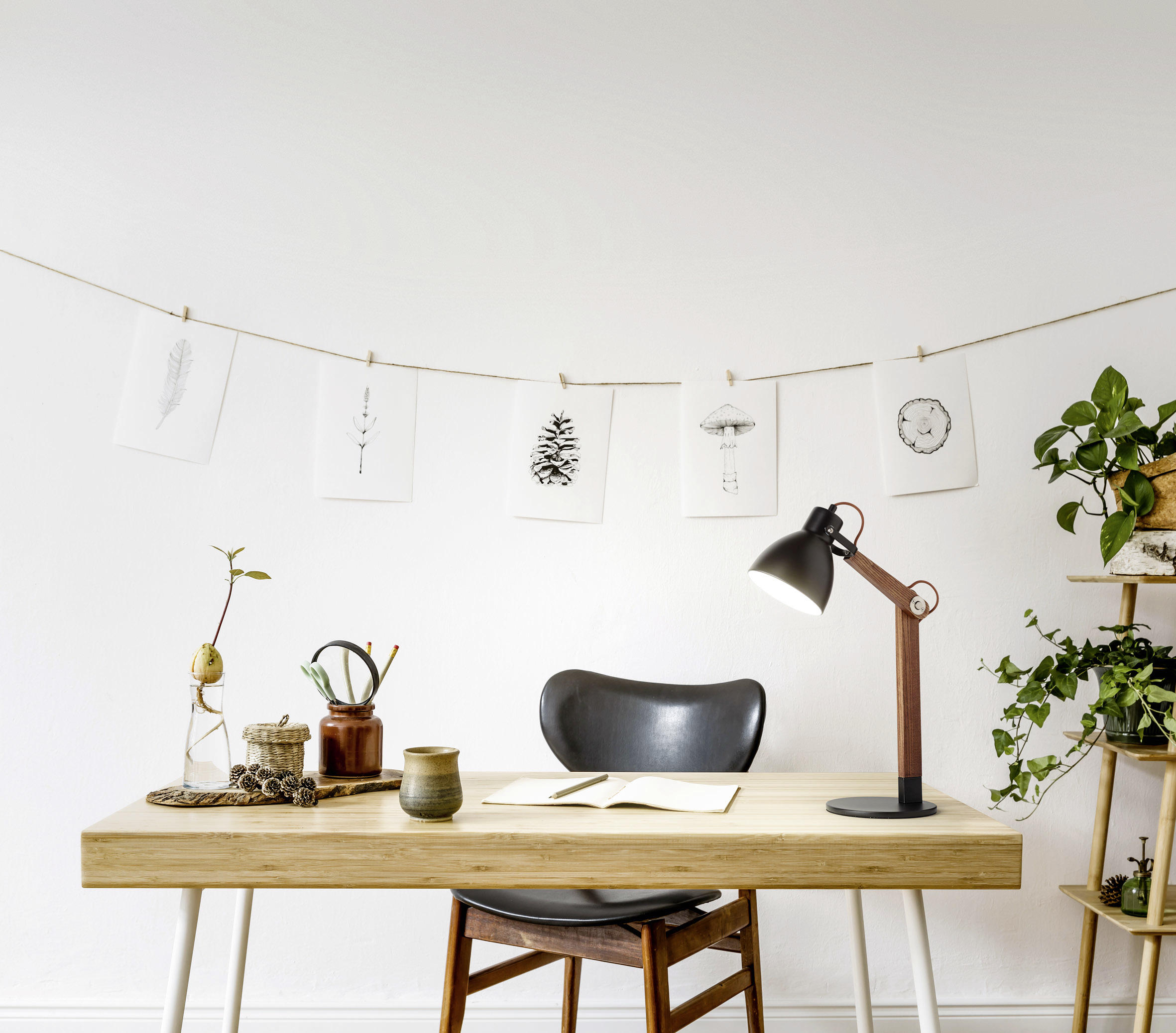 TISCHLEUCHTE 41/73 cm   - Walnussfarben/Schwarz, Design, Holz/Metall (41/73cm) - Fabas Luce