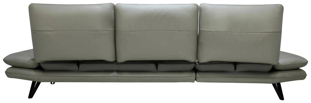 ECKSOFA inkl. Funktionen Taupe Echtleder  - Taupe/Schwarz, Design, Leder/Metall (104-128/312cm) - Celina Home