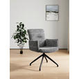 ARMLEHNSTUHL  Sitzfläche 360° drehbar, inklusive Armlehnen, automatische Rückholfunktion Webstoff  - Schwarz/Weiß, Design, Textil/Metall (65/91/65cm) - Novel