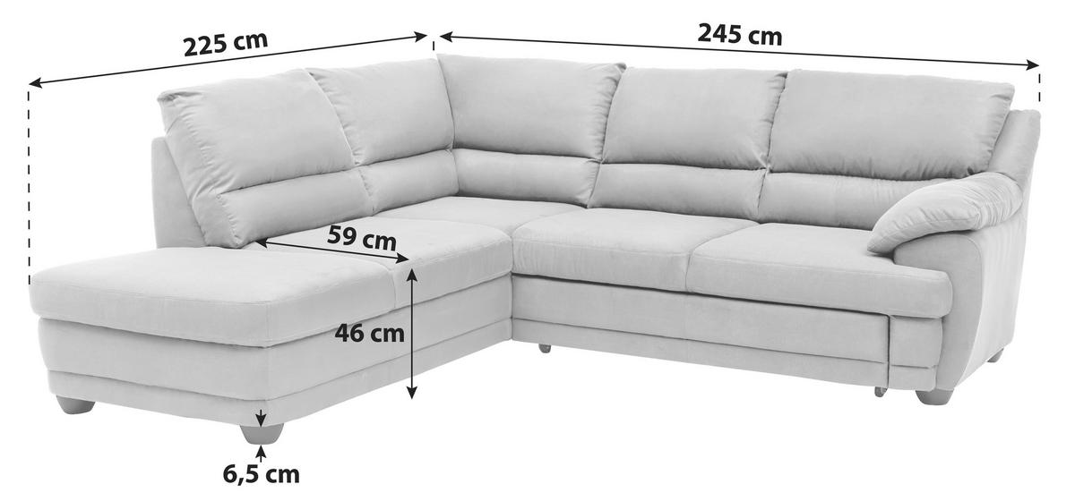 ECKSOFA in Mikrofaser Braun  - Schwarz/Braun, Design, Kunststoff/Textil (225/245cm) - Livetastic