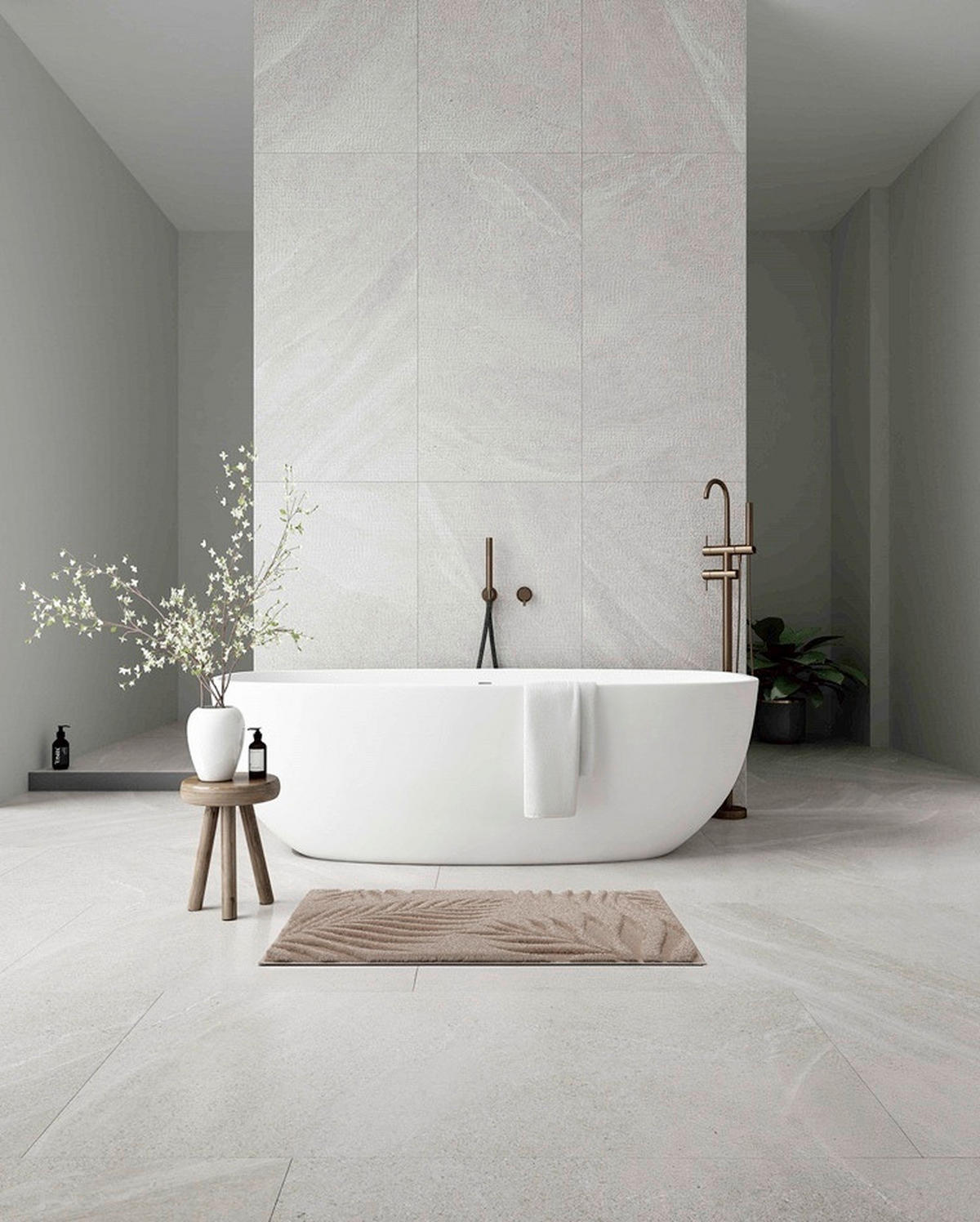 KUPAONSKI TEPIH bež  GRUND  - bež, Basics, tekstil/plastika (60/100cm) - Grund