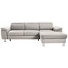 ECKSOFA inkl. Funktionen Ecru Webstoff  - Ecru/Silberfarben, Design, Textil/Metall (250/167cm) - Xora