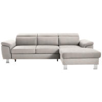 ECKSOFA inkl. Funktionen Ecru Webstoff  - Ecru/Silberfarben, Design, Textil/Metall (250/167cm) - Xora