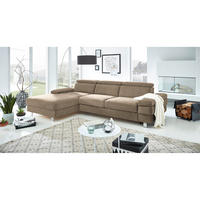 ECKSOFA in Webstoff Schlammfarben  - Schlammfarben/Silberfarben, Konventionell, Textil/Metall (260/82/182cm) - Trendmanufaktur