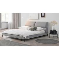 KÁRPITOZOTT ÁGY 180/200 cm  szürke  - fekete/szürke, Modern, textil/fa (180/200cm) - Livetastic