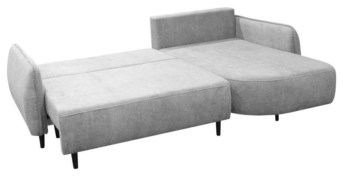 ECKSOFA MURANO Hellgrau Chenille Zierkissen, Rückenkissen, Bettkasten  - Hellgrau/Schwarz, Design, Holz/Textil (242/167cm) - MID.YOU