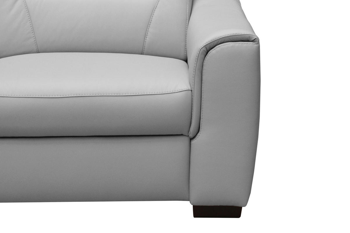 ECKSOFA  in Lederlook Echtleder Platinfarben  - Platinfarben/Wengefarben, Design, Leder/Holz (260/260cm) - Celina Home