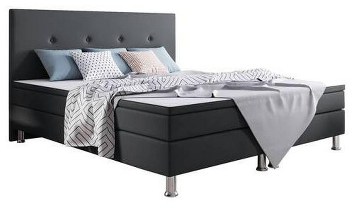 BOXSPRINGBETT 180/200 cm  in Anthrazit  - Anthrazit/Silberfarben, KONVENTIONELL, Textil/Metall (180/200cm) - MID.YOU