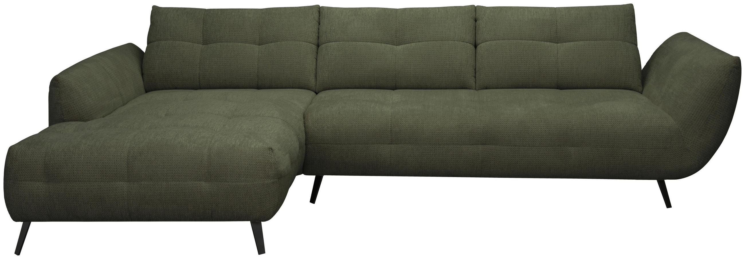 ECKSOFA Chenille Dunkelgrün  - Dunkelgrün/Schwarz, Konventionell, Textil/Metall (215/313cm) - Hom`in