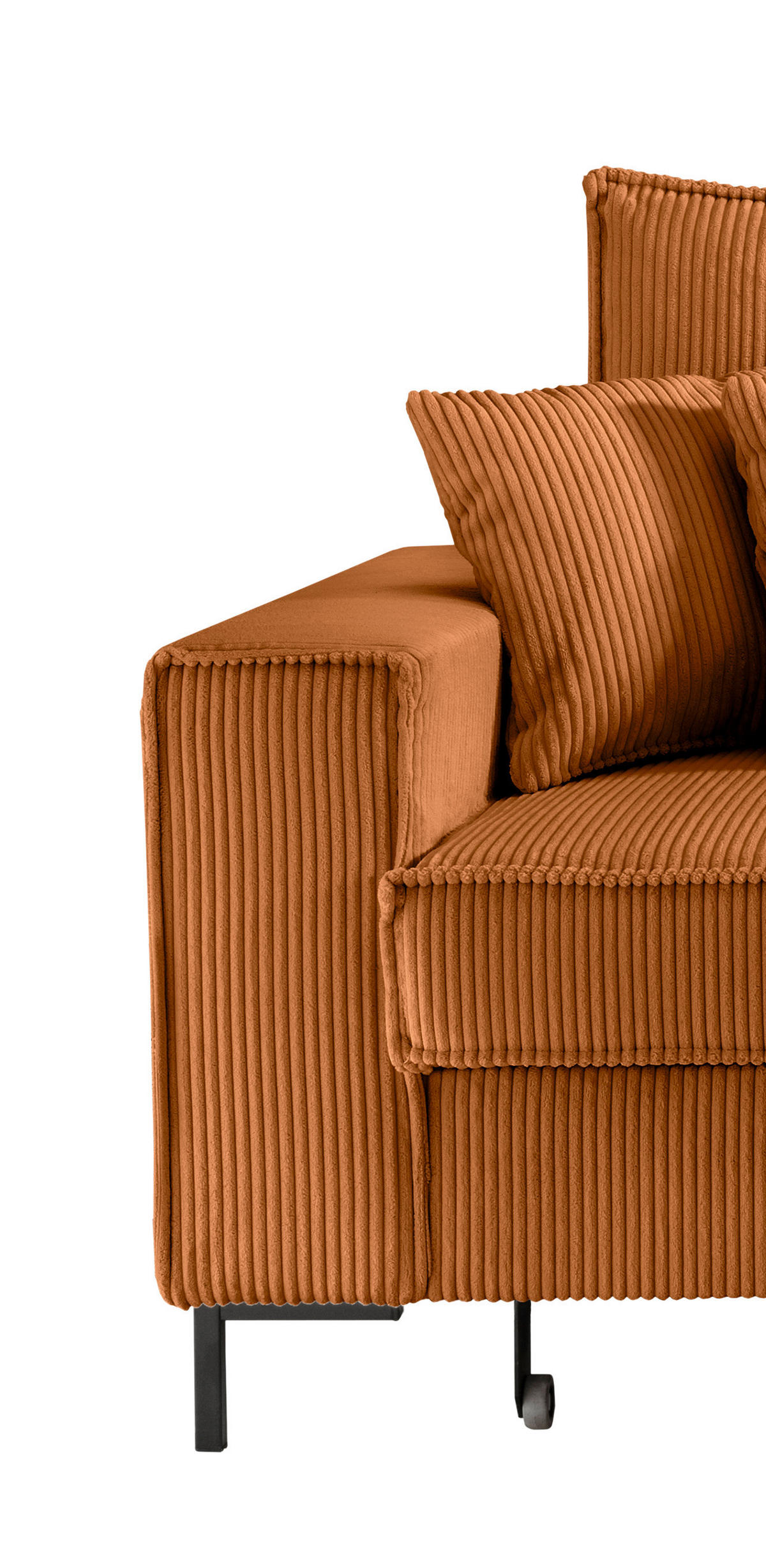 ECKSOFA Goldfarben Cord  - Goldfarben/Schwarz, MODERN, Textil/Metall (240/150cm) - Livetastic