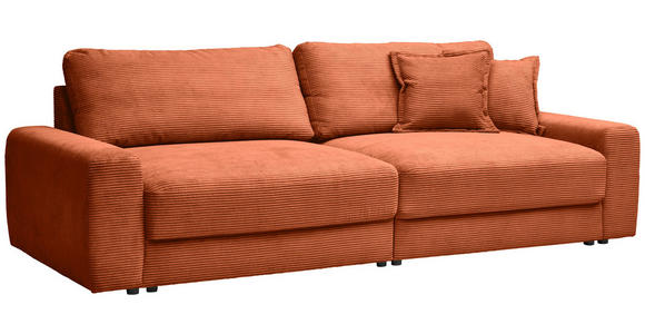 BIGSOFA in Cord Terracotta  - Terracotta/Schwarz, MODERN, Kunststoff/Textil (278/93/112cm) - Carryhome