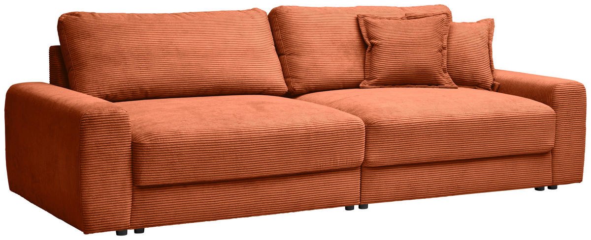 BIGSOFA Cord Terracotta  - Terracotta/Schwarz, MODERN, Kunststoff/Textil (278/93/112cm) - Carryhome