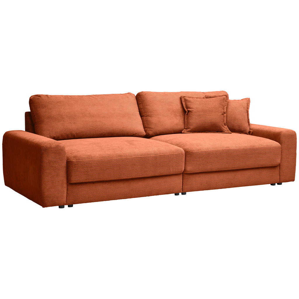 Thumbnail - Carryhome Bigsofa, Terracotta, Textil, 3-Sitzer, Füllung: Schaumstoff,Hohlfaser, 278x93x112 cm, Rücken echt, Wohnzimmer,...