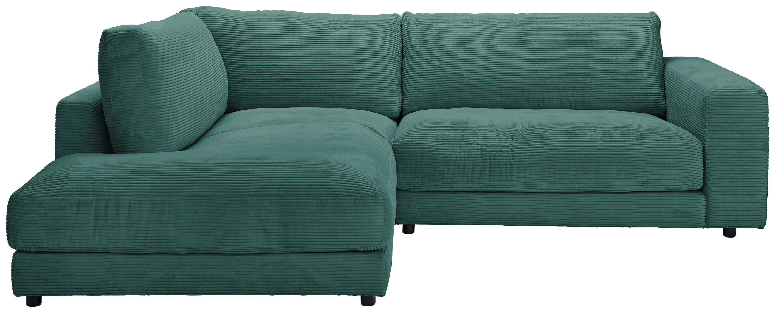 ECKSOFA Grün Cord  - Schwarz/Grün, Design, Kunststoff/Textil (224/265cm) - Hom`in