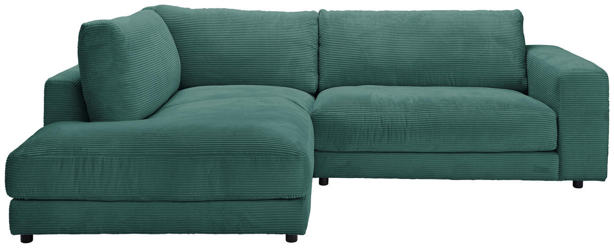 ECKSOFA in Cord Grün  - Schwarz/Grün, Design, Kunststoff/Textil (224/265cm) - Hom`in