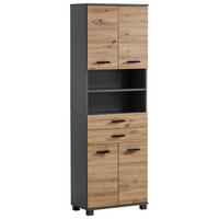 HOCHSCHRANK 60/181/33 cm  - Anthrazit/Schwarz, KONVENTIONELL, Holzwerkstoff/Kunststoff (60/181/33cm) - Stylife