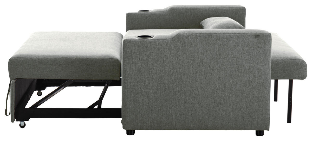SCHLAFSOFA in Leinenoptik Dunkelgrau  - Dunkelgrau/Schwarz, Basics, Kunststoff/Textil (150/91/85cm) - P & B