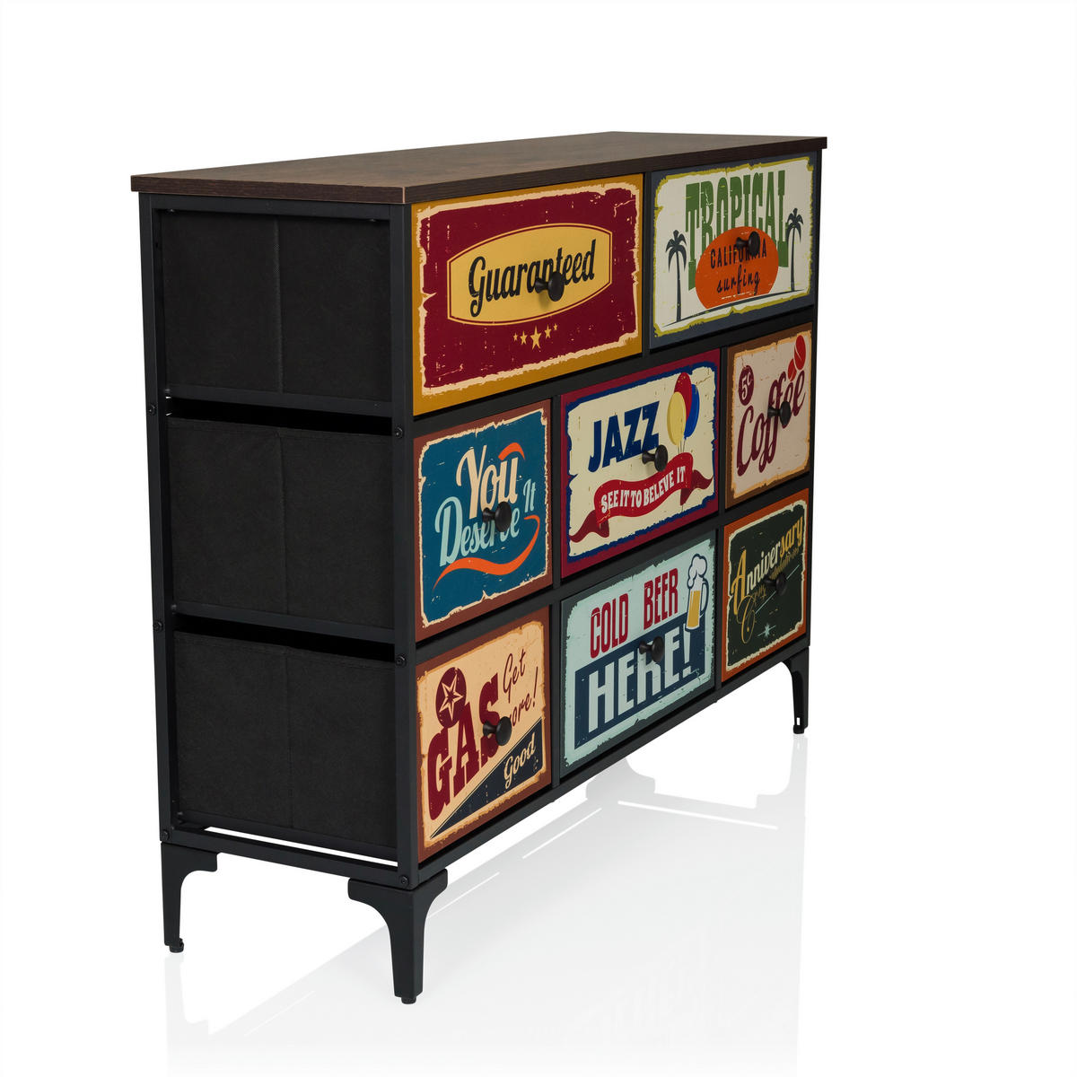 KOMMODE  in  - Multicolor/Schwarz, MODERN, Holzwerkstoff/Textil (102,5/77,5/30cm) - MID.YOU