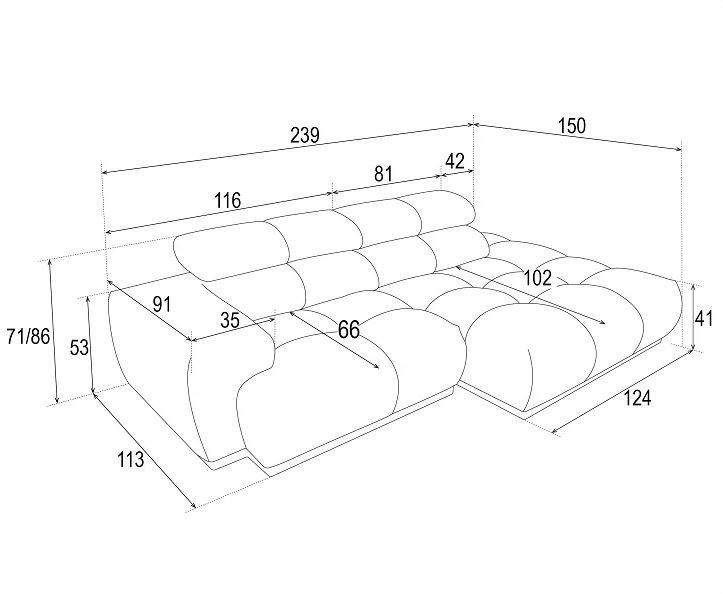 Thumbnail - Mid.you Ecksofa, Anthrazit, Textil, 3-Sitzer, L-Form, Ottomane rechts, 239x150 cm, Made in EU, Stoffauswahl, seitenverke...