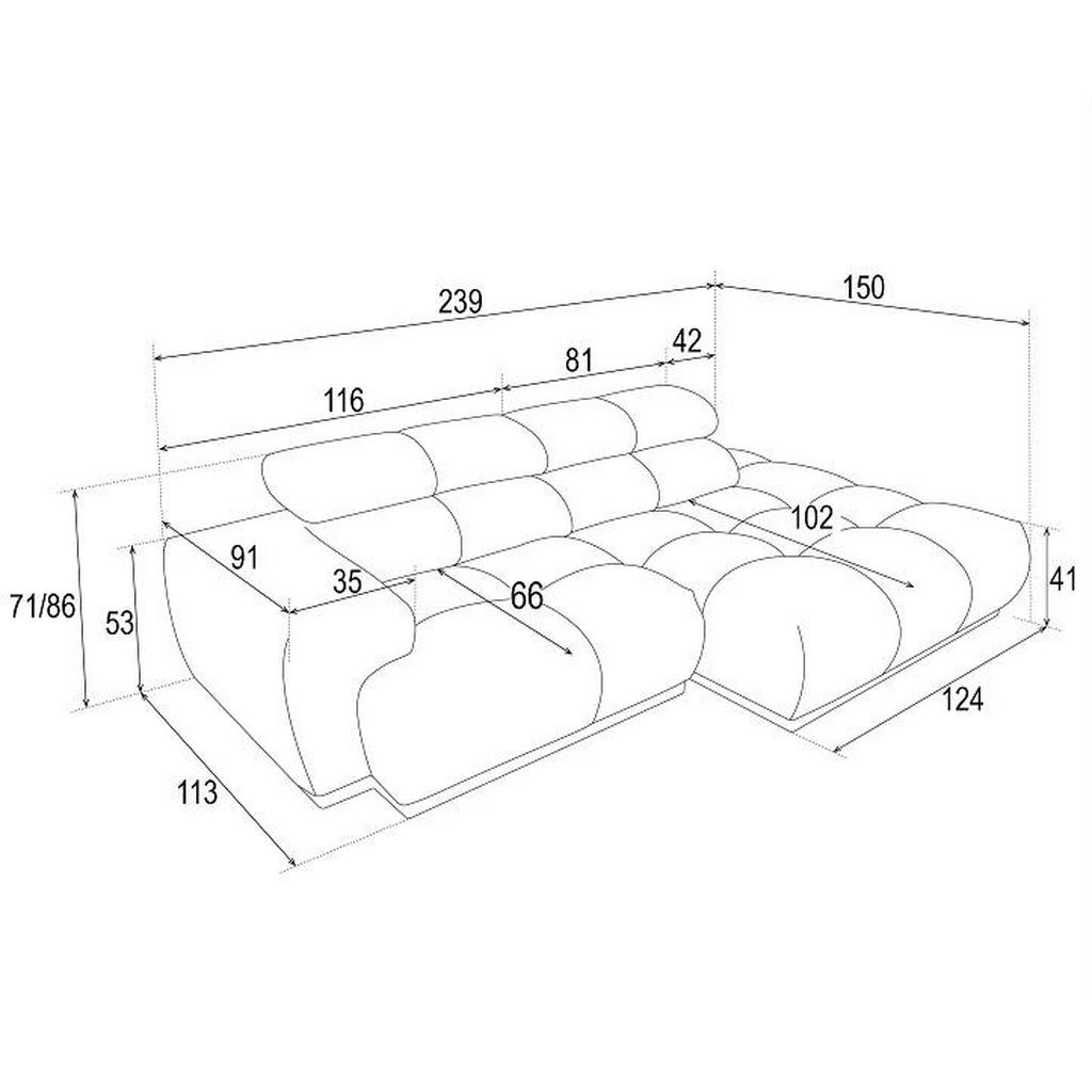 Thumbnail - Mid.you Ecksofa, Grau, Textil, 3-Sitzer, L-Form, Ottomane links, 239x150 cm, Made in EU, Stoffauswahl, seitenverkehrt er...