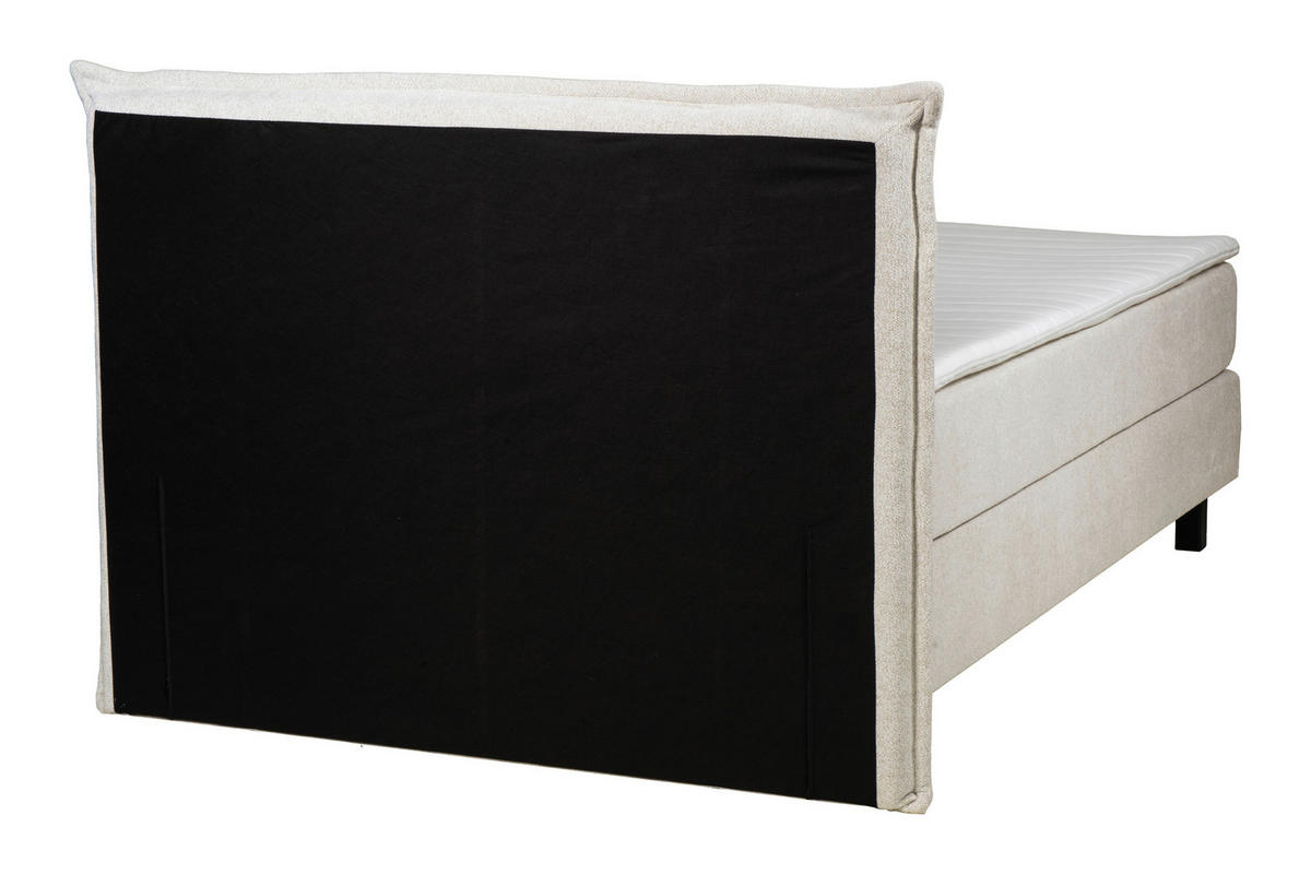 BOXSPRINGBETT 160/200 cm,  in Beige, Matratze, gepolstertes Kopfteil, Topper, H3 + H3 = fest  - Beige/Schwarz, Trend, Textil (160/200cm) - Chameo