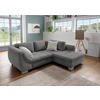 ECKSOFA Grau Cord  - Silberfarben/Grau, Design, Holz/Textil (250/190cm) - MID.YOU
