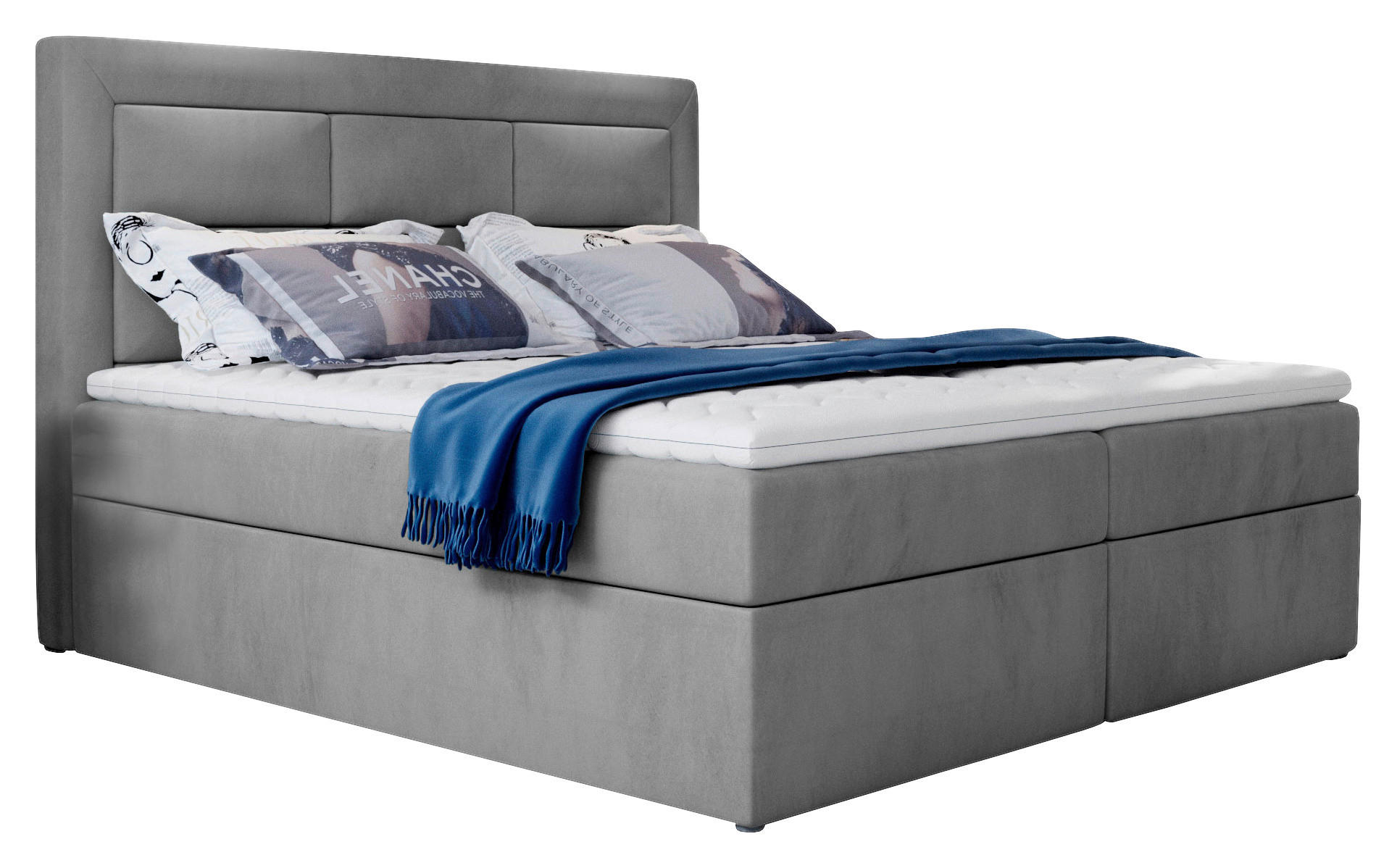 BOXBETT 180/200 cm  in Hellgrau  - Silberfarben/Hellgrau, MODERN, Holz/Kunststoff (180/200cm) - MID.YOU