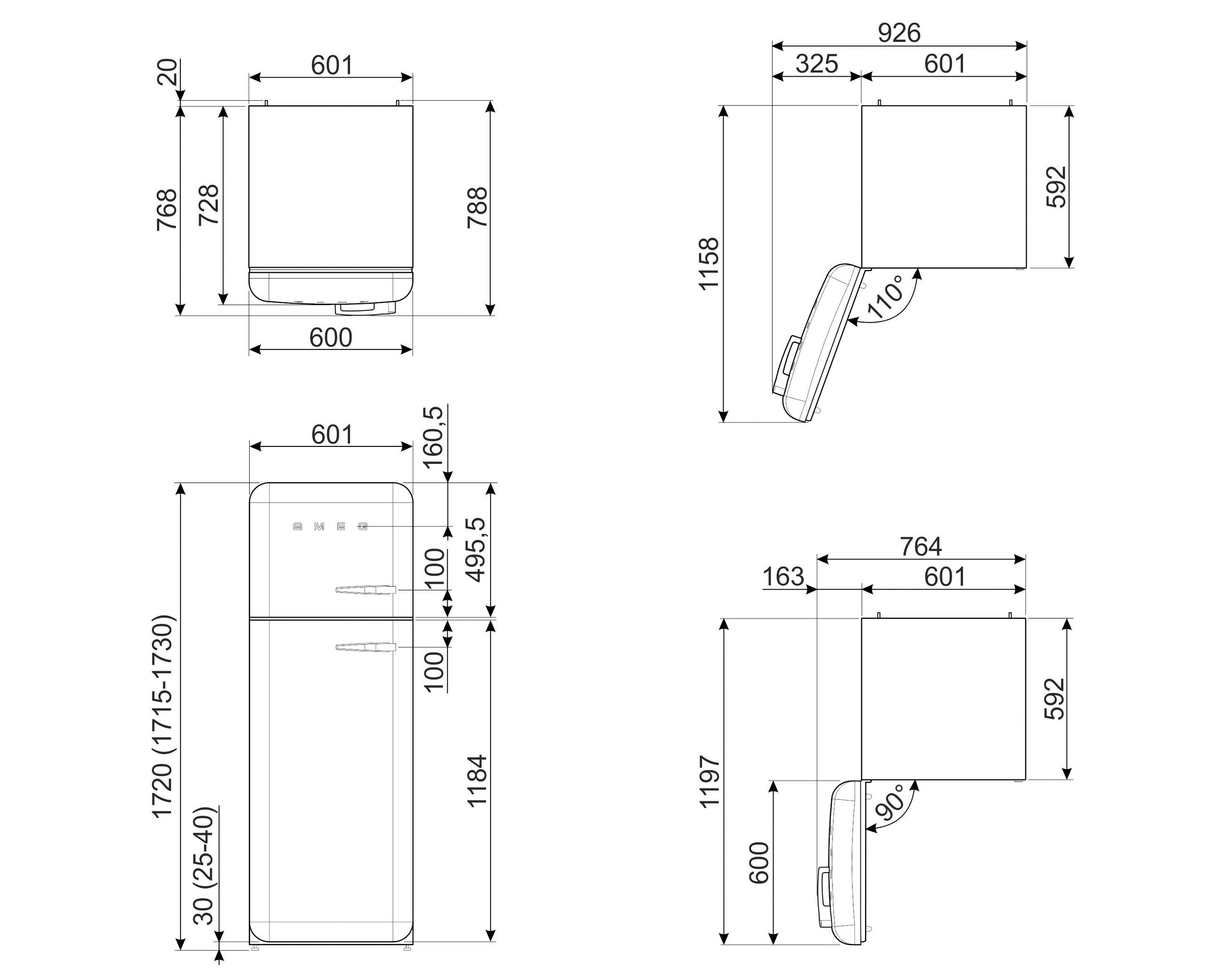 Thumbnail - Smeg Kühl-Gefrier-Kombination 50'S Style, Creme, Metall, 3 Schublade(n),1 Schublade(n) Schubladen, C, 60x172x72.8 cm, Ma...
