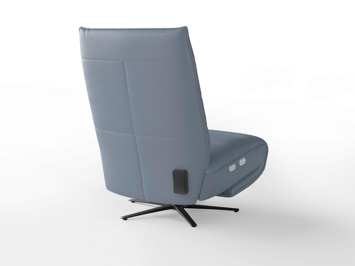 RELAXSESSEL in Leder Graublau  - Graublau/Schwarz, Basics, Leder/Metall (80/109/98cm) - Sit & More