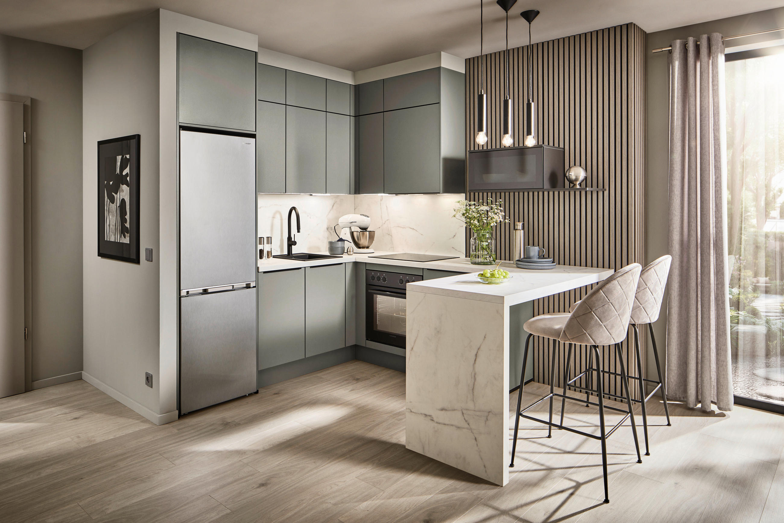 EINBAUKÜCHE   - Grau, Design, Holzwerkstoff - Xora