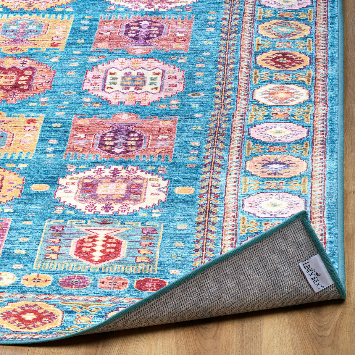 LÄUFER Cortea Zylar 80/300 cm  in Hellblau, Dunkelrosa, Elfenbein  - Elfenbein/Dunkelrosa, LIFESTYLE, Kunststoff/Textil (80/300cm) - Lindorug