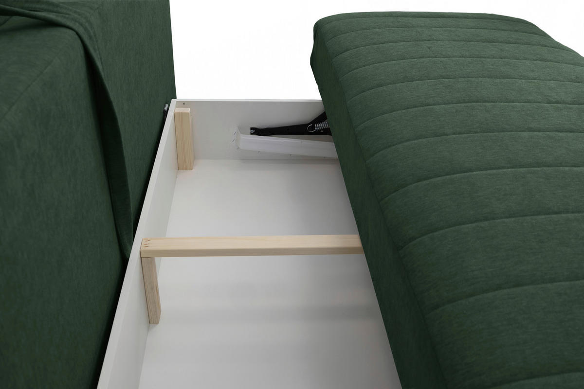 SCHLAFSOFA  mit Liegefunktion Flachgewebe Grün  - Schwarz/Grün, Basics, Textil/Metall (202/98/78cm) - Livetastic