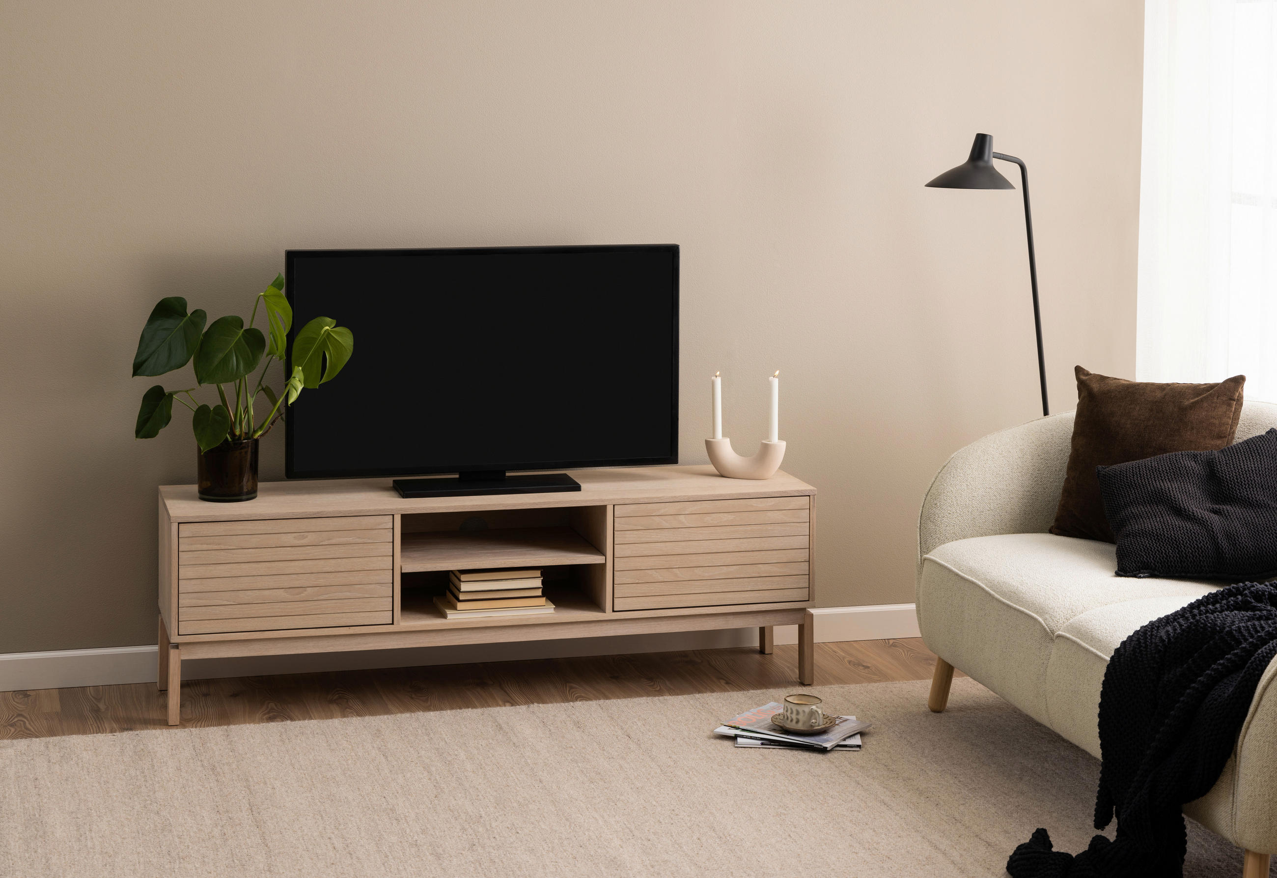 LOWBOARD  in 160/50/40 cm  - Eichefarben/Weiß, Design, Holz/Holzwerkstoff (160/50/40cm) - Livetastic