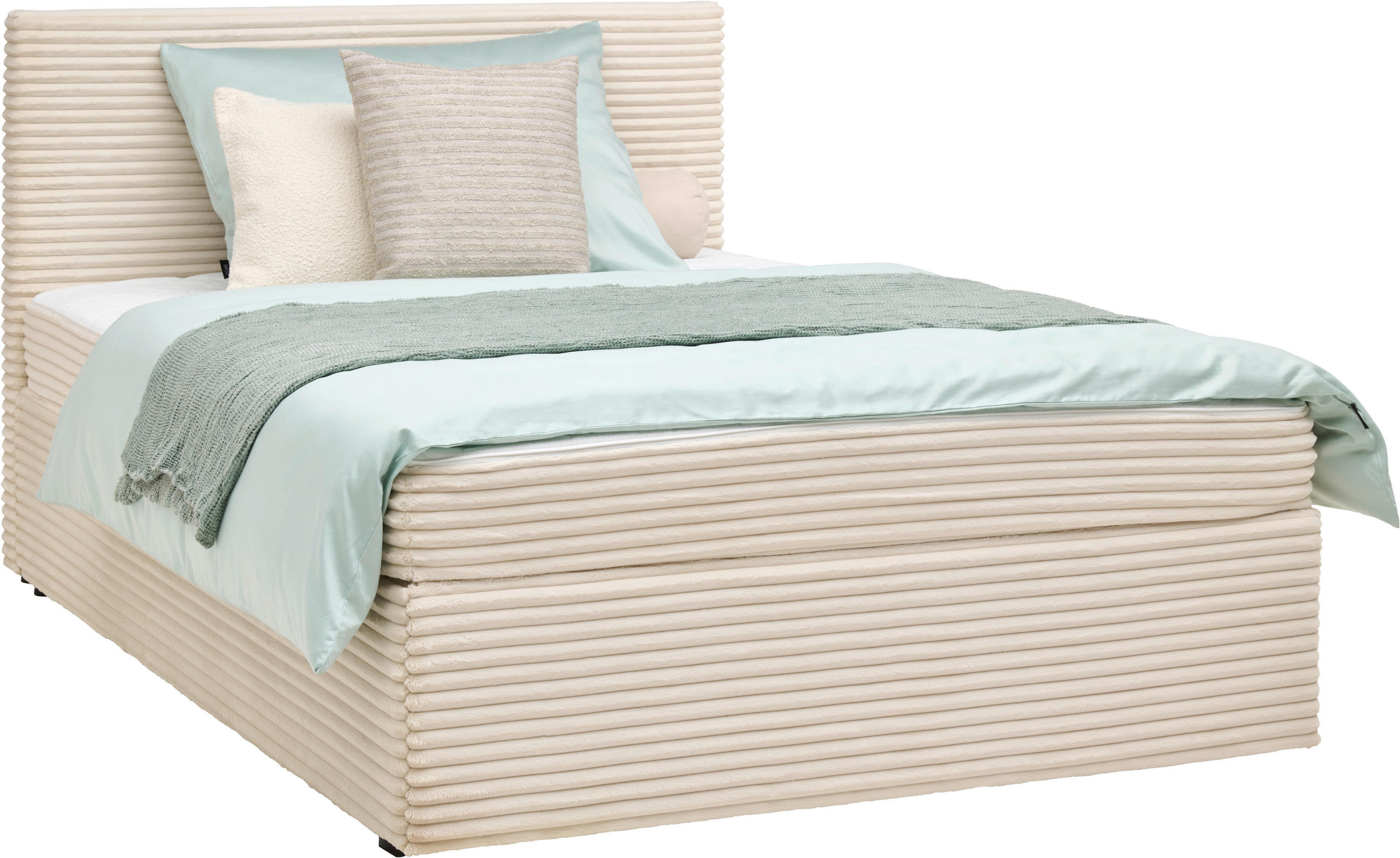 BOXBETT 120/200 cm,  in Beige,  - Beige, MODERN, Holz/Textil (120/200cm) - MID.YOU