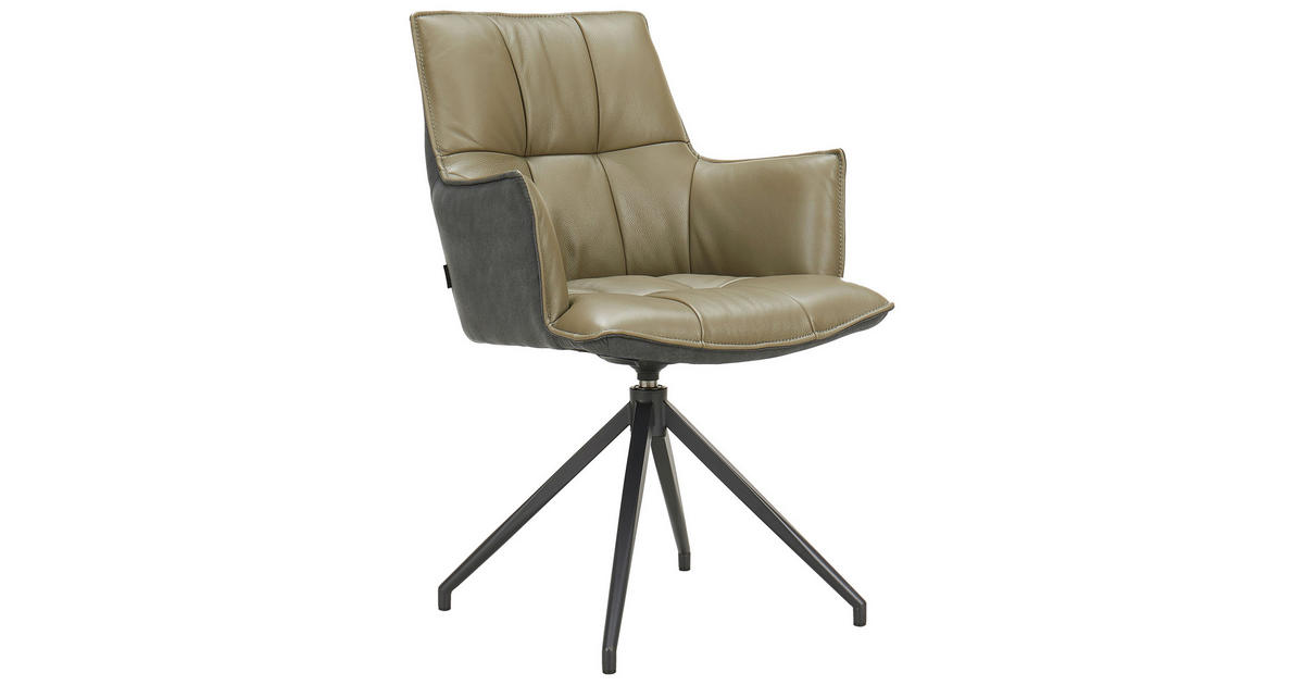 NOVEL Armlehnstuhl Olivgrün & Schwarz mit Leder 