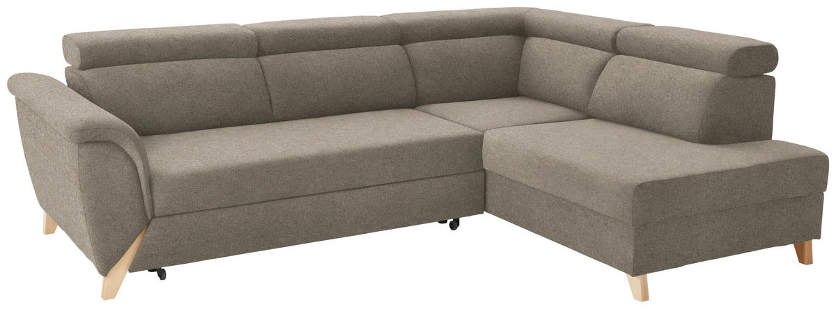 ECKSOFA Struktur Greige  - Greige/Naturfarben, Konventionell, Holz/Textil (265/200cm) - Stylife