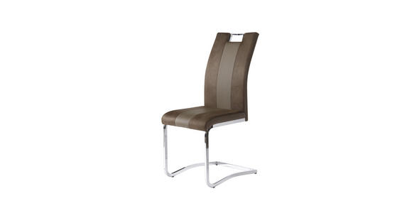 SCHWINGSTUHL in Stahl Lederlook, Mikrofaser - Chromfarben/Hellbraun, Design, Textil/Metall (42,50/99,50/56cm) - Carryhome