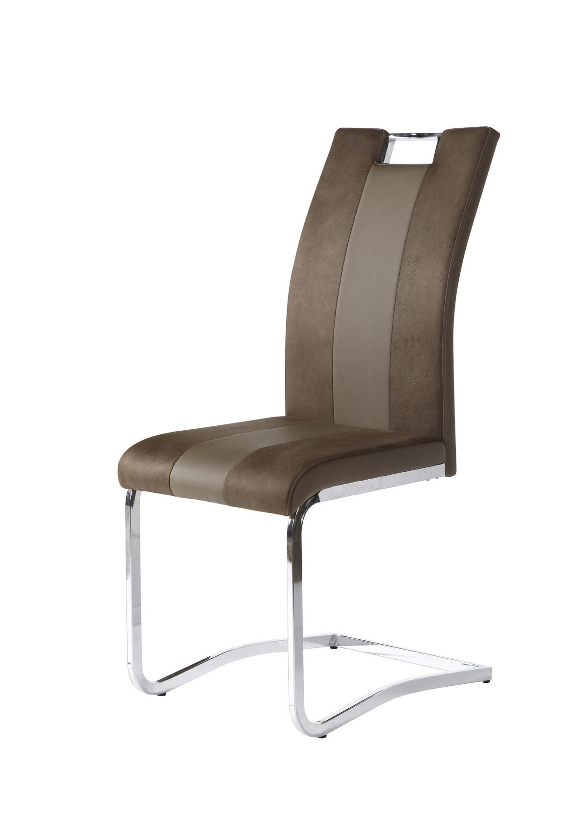 SCHWINGSTUHL  in Stahl Lederlook, Mikrofaser  - Chromfarben/Hellbraun, Design, Textil/Metall (42,50/99,50/56cm) - Carryhome