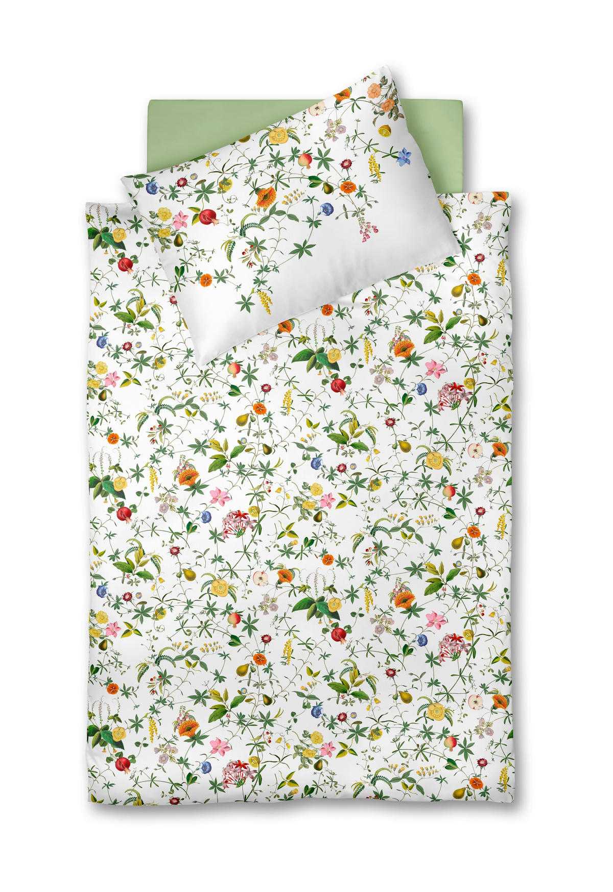 POSTELJINA BED ART S makosaten žuta, crvena, bela, žad zelena  - žad zelena/bela, Konvencionalno, tekstil (200/200cm) - Fleuresse