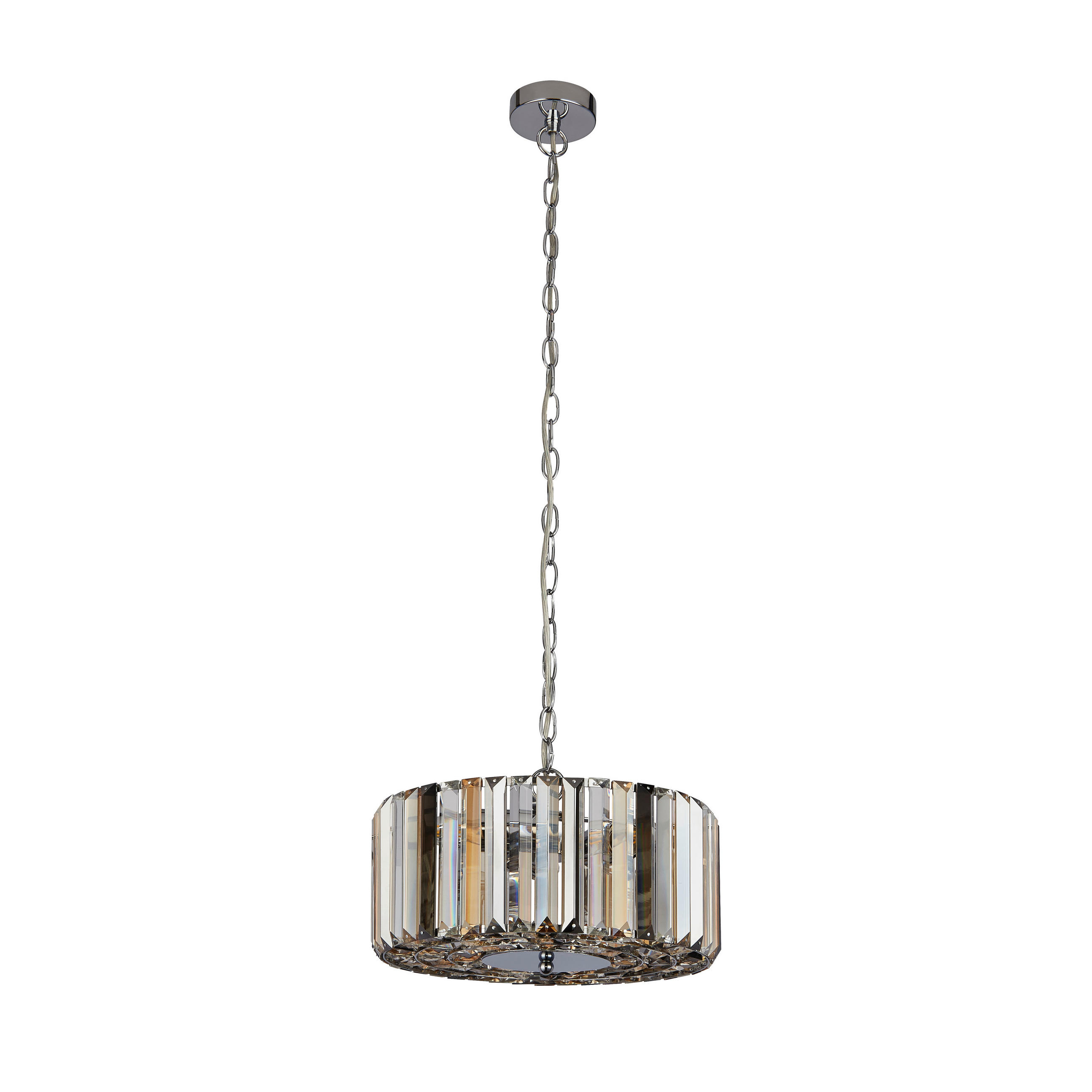 HÄNGELEUCHTE Chapeau 35/136 cm   - Chromfarben/Bernsteinfarben, KONVENTIONELL, Glas/Metall (35/136cm) - Searchlight