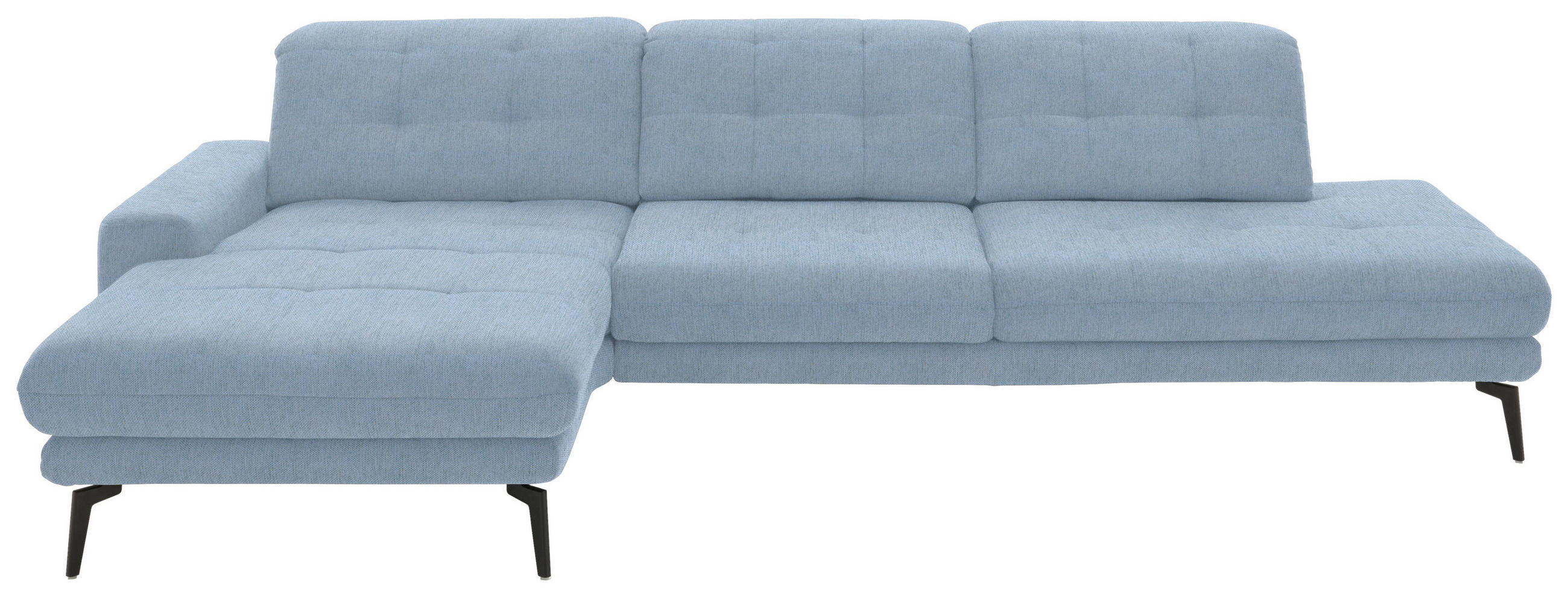 ECKSOFA in Flachgewebe Hellblau  190/309 cm  - Schwarz/Hellblau, Design, Textil/Metall (190/309cm) - Beldomo Style