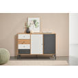 SIDEBOARD  120/80/40 cm 4 Schublade(n)  - Eichefarben/Schwarz, Design, Holzwerkstoff/Metall (120/80/40cm) - Carryhome