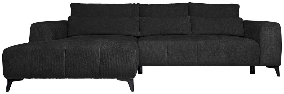 HÖRNSOFFA i chenille svart  - svart, Klassisk, textil/plast (222/279cm) - MID.YOU