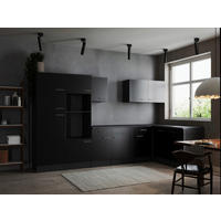 ECKKÜCHE 340/172 cm  in Grau, Schwarz  - Silberfarben/Schwarz, Design, Holzwerkstoff/Metall (340/172cm) - Respekta