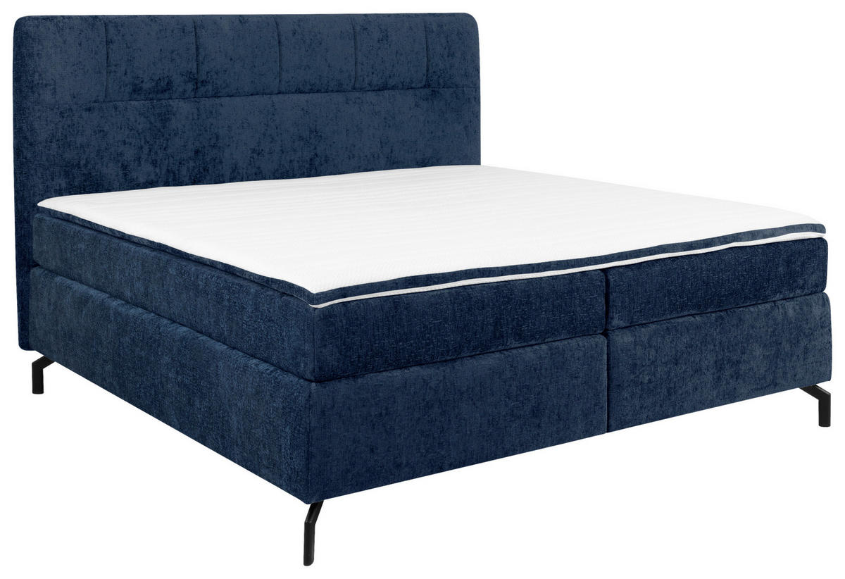 BOXSPRINGBETT 160/200 cm  in Dunkelblau  - Schwarz/Dunkelblau, Design, Textil/Metall (160/200cm) - Esposa